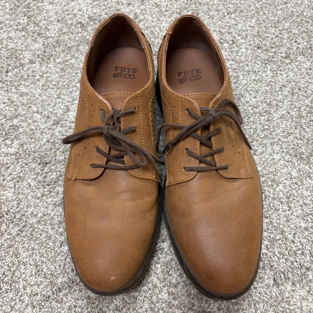 Frye & Co Mens Grant Oxford Shoes Cognac Brown Dress Casual Lace Up Mens Size 10